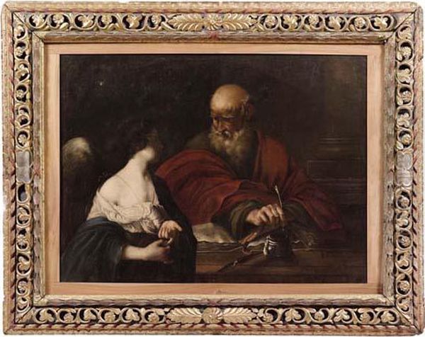 San Matteo Ispirato Dall'angelo Oil Painting by Guercino