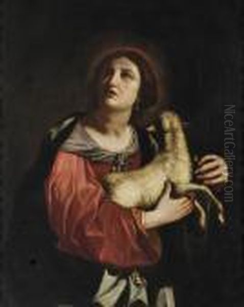 Santa Martire Con Aglello Oil Painting by Guercino