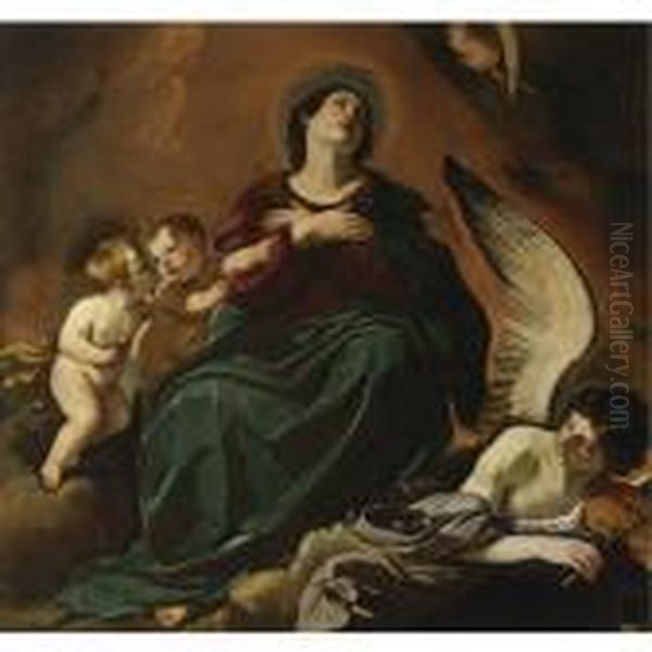 The Assumption Of The Virgin Oil Painting by Guercino