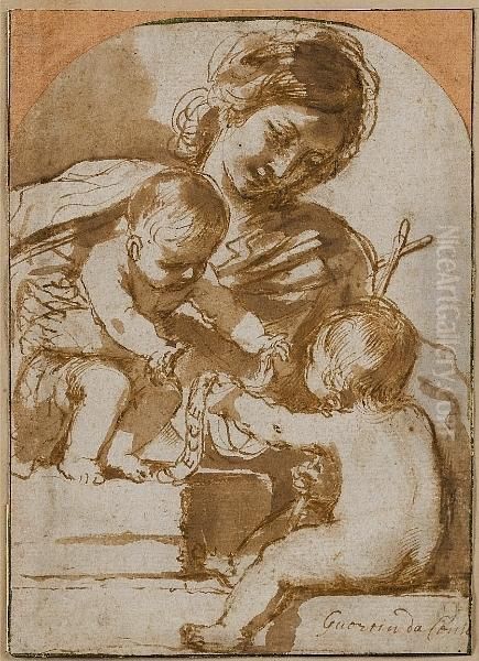 The Madonna And Child With The Infant Saint John Baptist Oil Painting by Guercino