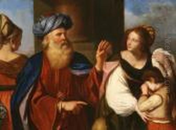 The Expulsion Of Hagar And Ishmael Oil Painting by Guercino