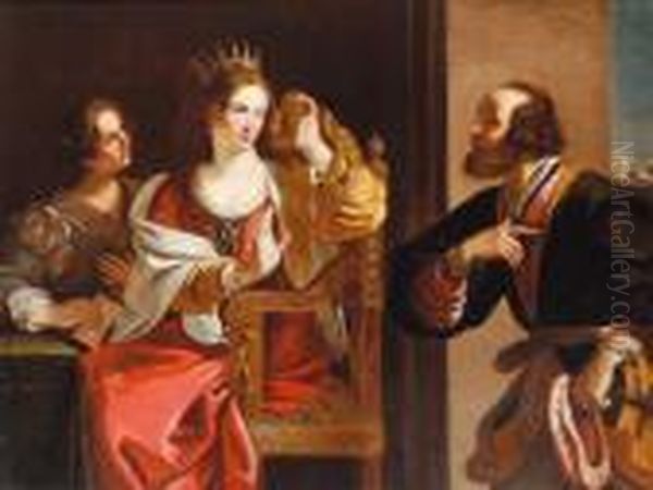 Bottega La Regina Semiramide Riceve Notizia Della Rivolta Di Babilonia Oil Painting by Guercino