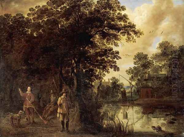 River Landscape 1651 Oil Painting by Pieter Meulener