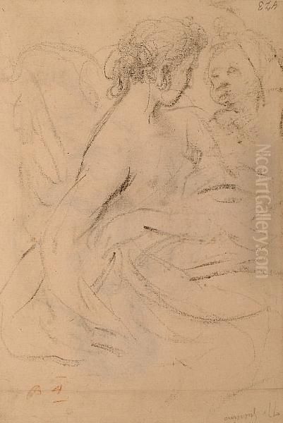 A Seated Lady (recto); Sketch Of Lady (verso). Oil Painting by Guercino