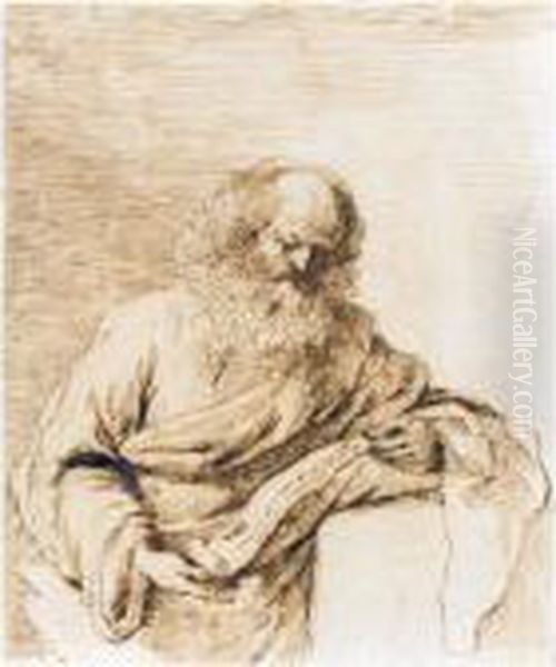 The Prophet Isaiah Reading From A Scroll Oil Painting by Guercino