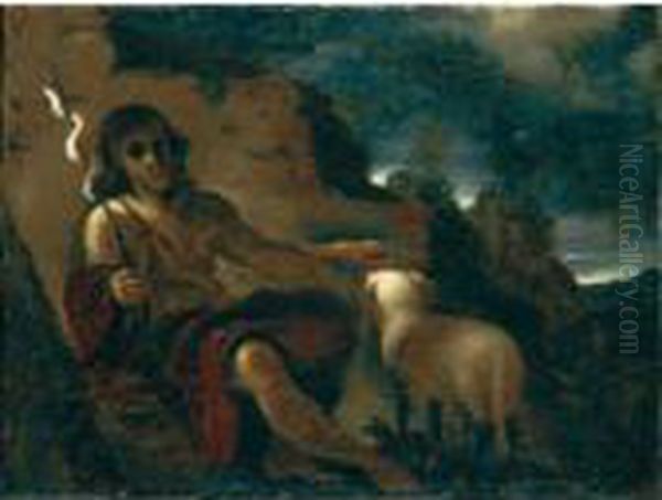 San Giovanni Battista In Un Paesaggio Oil Painting by Guercino