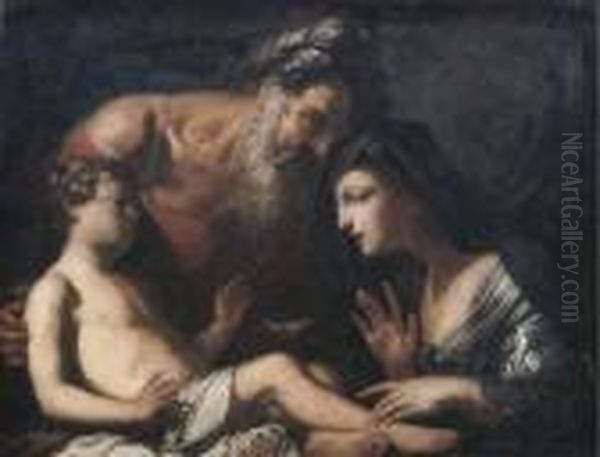 Elijah And The Widow Of Zarephath Oil Painting by Guercino