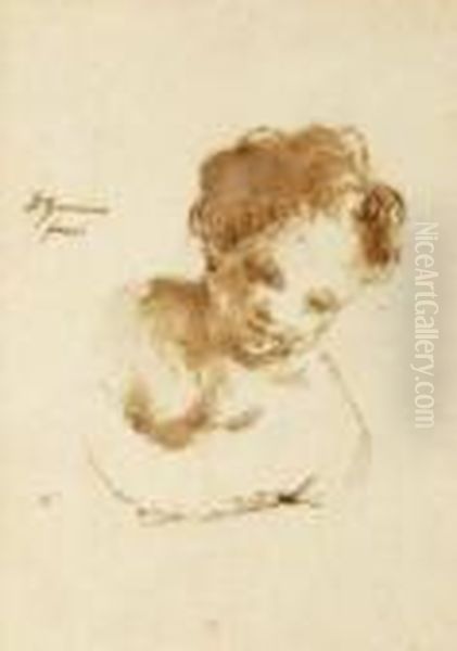 Attributed To Giovanni Guercino . Study Of A Child Oil Painting by Guercino