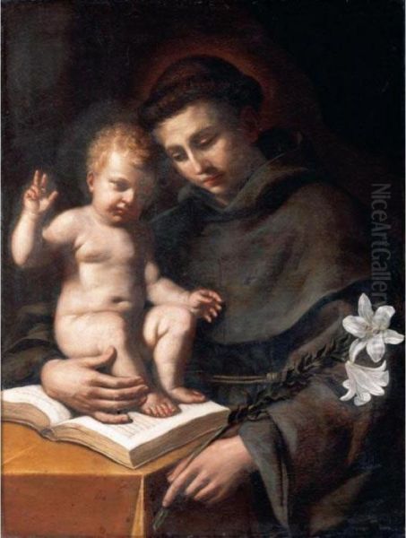 Saint Anthony Of Padua With The Infant Christ Oil Painting by Guercino