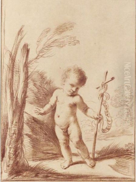 The Infant St. John The Baptist Standing In A Landscape Oil Painting by Guercino