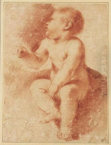 Study For The Christ Child, Seated And Looking To The Left Oil Painting by Guercino