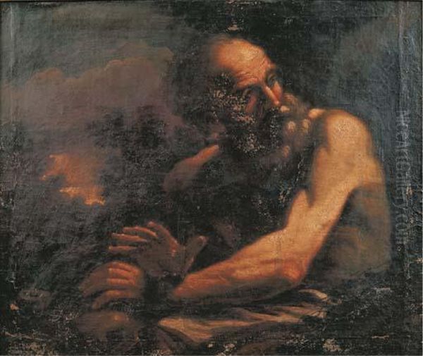 San Girolamo In Paesaggio Oil Painting by Guercino