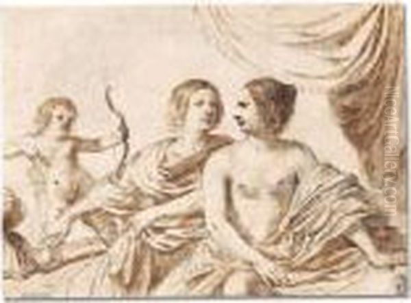 Mars, Venus And Cupid Oil Painting by Guercino