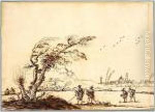 Pen And Brown Ink And Wash Oil Painting by Guercino