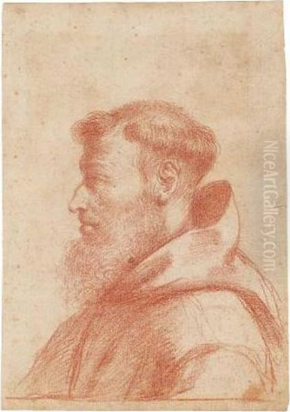 A Portrait Of A Monk In Profile Oil Painting by Guercino