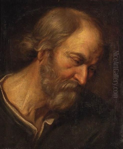 An Old Man, Head And Shoulders Oil Painting by Guercino