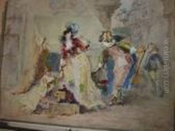 Scene Galante Oil Painting by Gustave Guetant