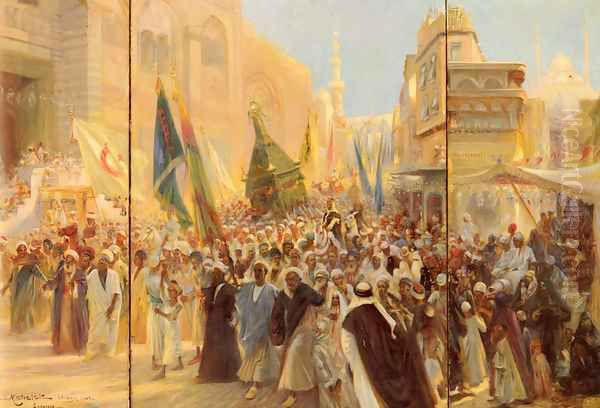 Fiesta al Koran Oil Painting by G.C. Michelet