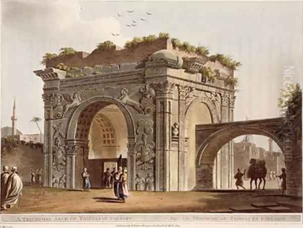 A Triumphal Arch of Tripoli in Barbary plate 24 from Views in the Ottoman Empire Oil Painting by Luigi Mayer