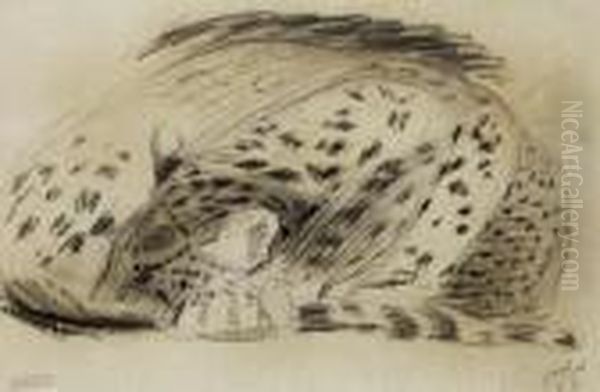 Leopard Oil Painting by Gustave Guetant