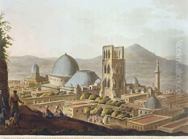 Jerusalem with the Church of the Holy Sepulchre plate 3 from Views in Palestine Oil Painting by Luigi Mayer