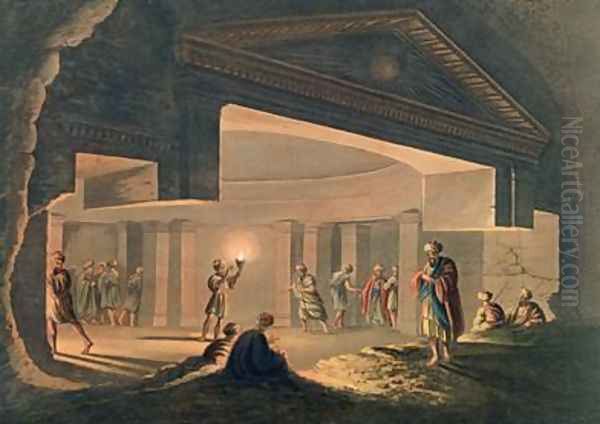 Interior View of the Catacombs at Alexandria plate 11 from Views in Egypt Oil Painting by Luigi Mayer