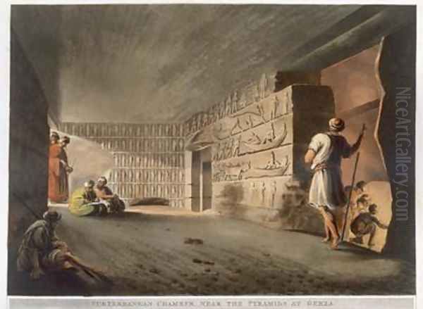 Subterranean Chamber near the Pyramids at Geeza Oil Painting by Luigi Mayer