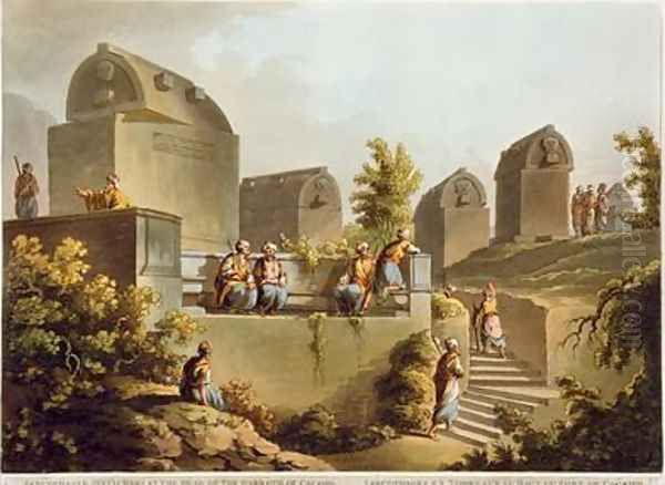 Sarcophagi and Sepulchres at the Head of the Harbour at Cacamo from Views in the Ottoman Empire Oil Painting by Luigi Mayer