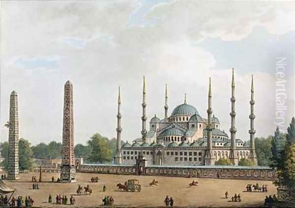 The Mosque of Sultan Achmet at Constantinople plate 2 from Views in the Ottoman Dominions Oil Painting by Luigi Mayer