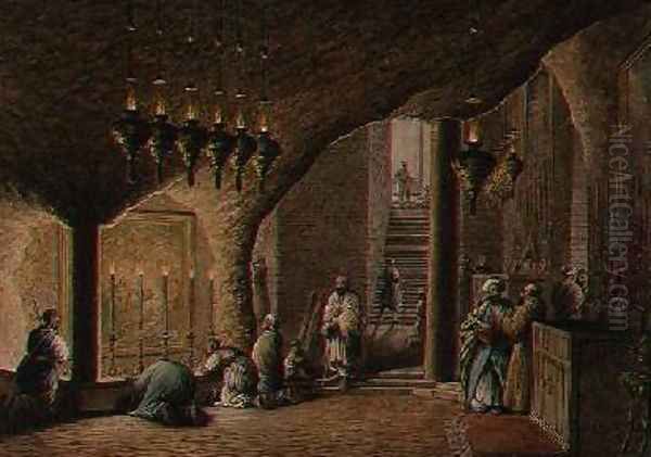 The Grotto of the Nativity Bethlehem Oil Painting by Luigi Mayer