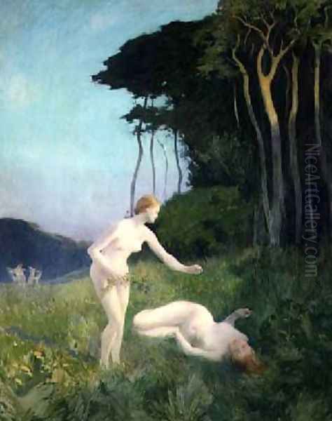 Woodland Nymphs Oil Painting by Marie Auguste Emile Rene Menard