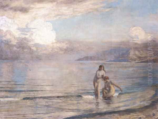 Bathers on the Beach Oil Painting by Marie Auguste Emile Rene Menard