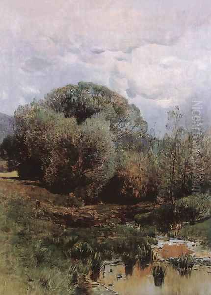 The Spring 1877 Oil Painting by Geza Meszoly