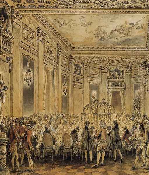 Banquet Given in the Presence of the King 1771 Oil Painting by Jean-Michel Moreau