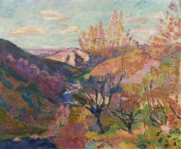 Vallee De La Sedelle, Crozant, Soleil Soir Oil Painting by Armand Guillaumin