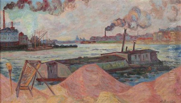 Les Quais De La Seine A Ivry Oil Painting by Armand Guillaumin