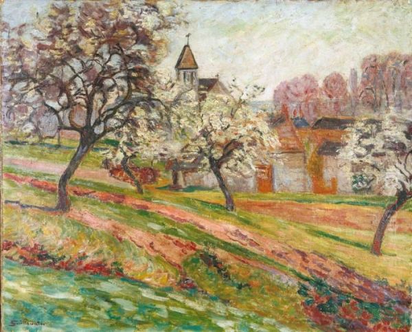 Cerisiers En Fleurs Oil Painting by Armand Guillaumin