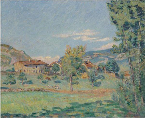 Thouaret, Les Bords De L'ain Oil Painting by Armand Guillaumin