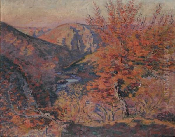 Le Rocher De La Fileuse Le Soir A Crozant Oil Painting by Armand Guillaumin