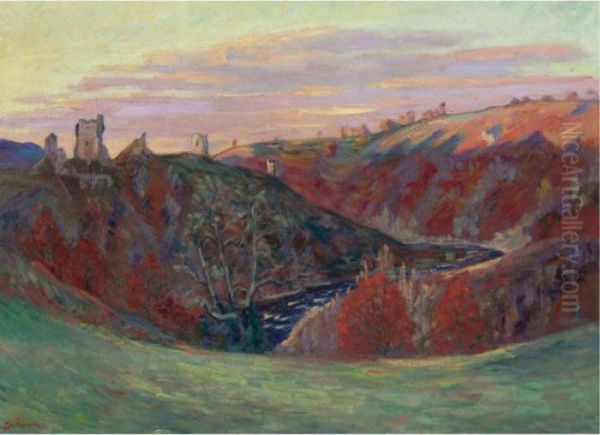 Les Ruines Du Chteau De Crozant Oil Painting by Armand Guillaumin