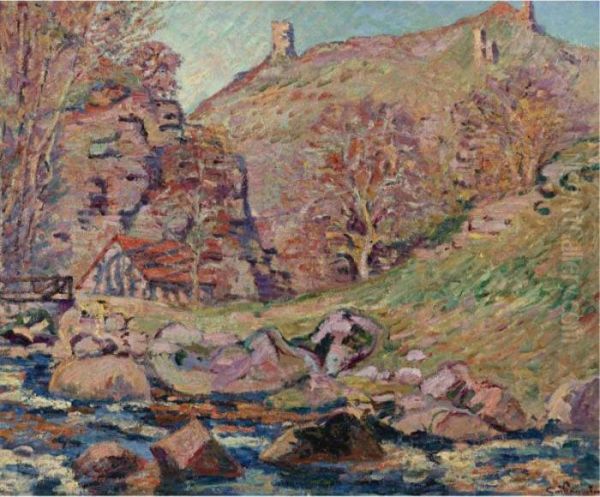 Ruines Du Chteau De Crozant Et Le Moulin Brigand Oil Painting by Armand Guillaumin