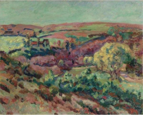 Paysage - Cote Face Au Pont Charraud Oil Painting by Armand Guillaumin