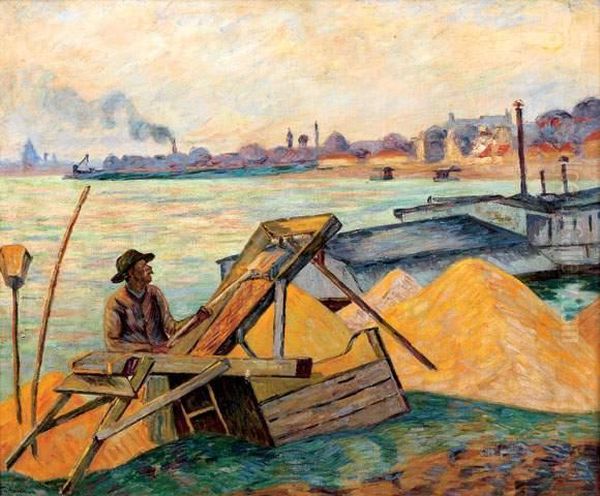 Le Cribleur De Sable Quai De Bercy Oil Painting by Armand Guillaumin