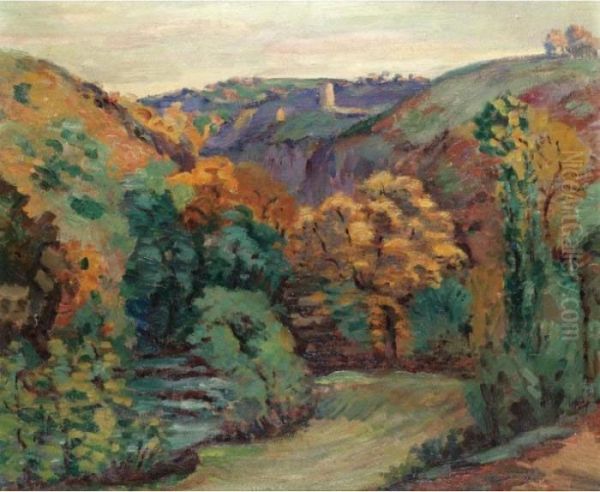 Les Ruines Du Chateau De Crozant Oil Painting by Armand Guillaumin