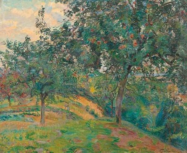 Vallee De Chevreuse, Vers 1885 Oil Painting by Armand Guillaumin