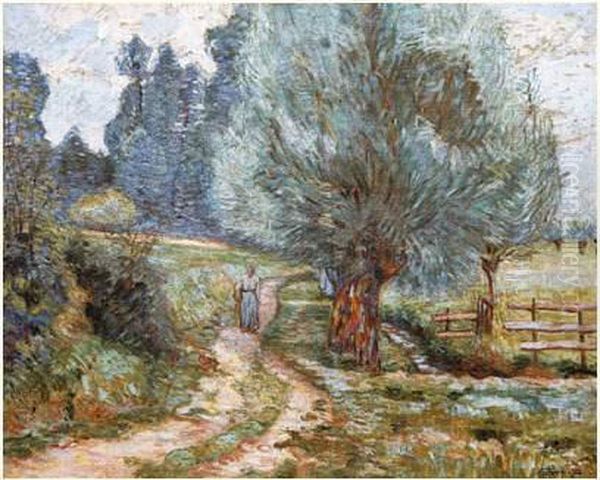 Promeneuses En Campagne Sur Les Bords De L'orge, Circa 1890 Oil Painting by Armand Guillaumin