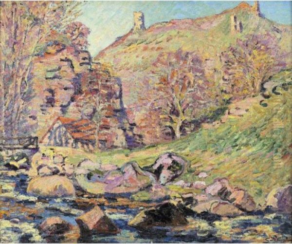 Ruines Du Chteau De Crozant Et Le Moulin Brigand Oil Painting by Armand Guillaumin