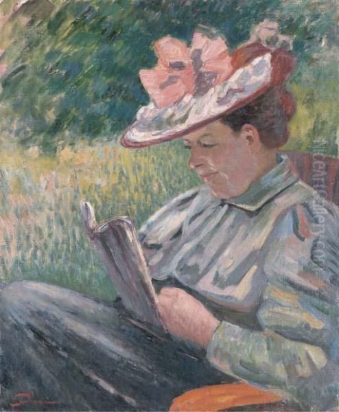 Mme Guillaumin Lisant Dans Le Jardin Oil Painting by Armand Guillaumin