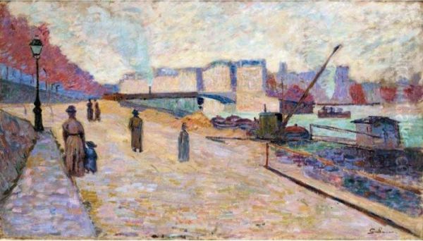 Quai De La Seine A Paris Oil Painting by Armand Guillaumin