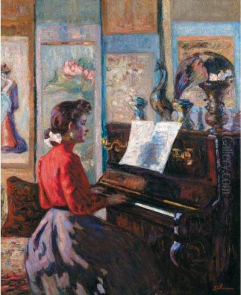 L'etude Au Piano Oil Painting by Armand Guillaumin